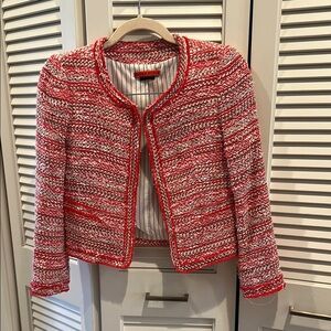 Chic Red & White Tweed Jacket